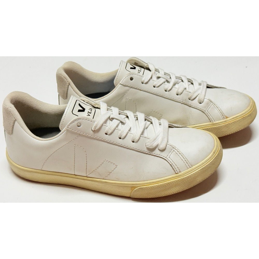 Veja Esplar White Leather Low Top Sneakers Womens Size 7 EUR 38 T2